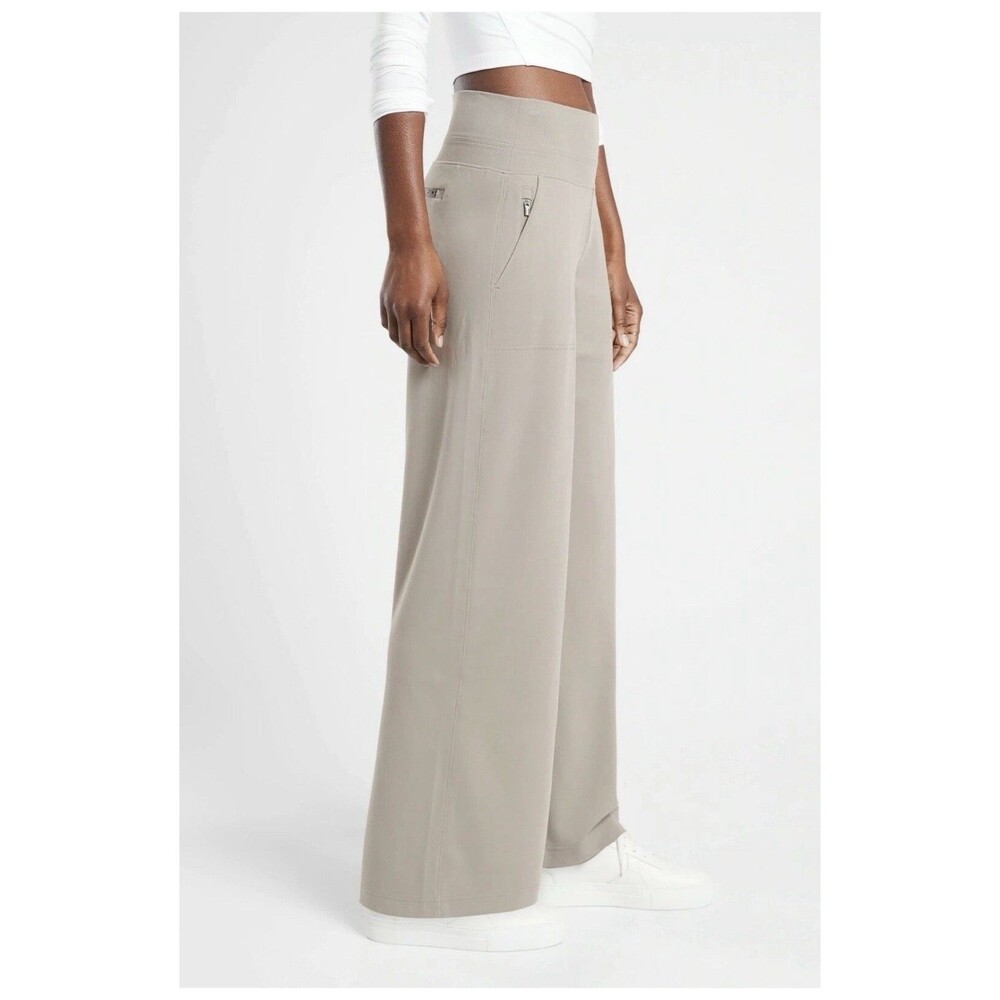 Athleta Wide Leg Travel Pants in Taupe - Picture 3 of 11